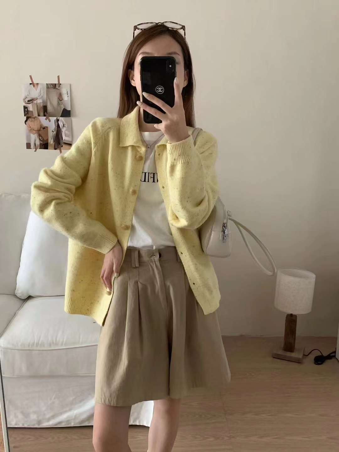 24 invierno Puyuan coreano con solapa estándar pequeño cardigan de punto para mujeres 2024 otoño invierno nuevo suelto image 3