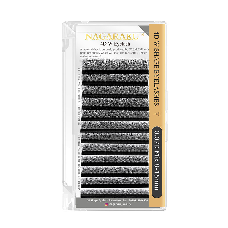 NAGARAKU tetrafolia injerto pestañas tipo W 4D gran flower fairy flower YY trébol actualización de flores pestañas falsas