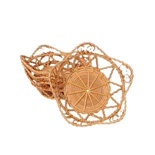Hollow Dish Weaving Coaster Mat Autumn Rattan Mat Dish Round Snacks Hollow Bowl Hollow Household Plant Degradable Bowl Weaving