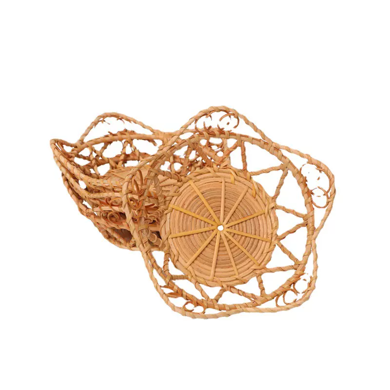 镂空碟编杯垫秋藤垫碟子圆形小吃镂空碗镂空家用植物可降解碗编织