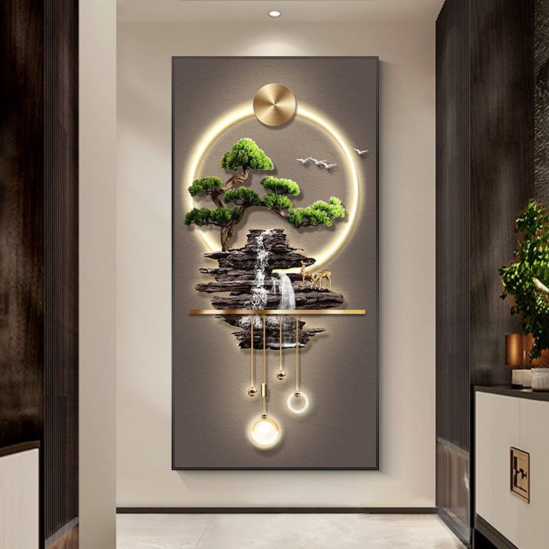 Pintura decorativa del nuevo estilo chino de entrada en la puerta frente a la pintura colgante del flujo de agua de riqueza paisaje corredor mural