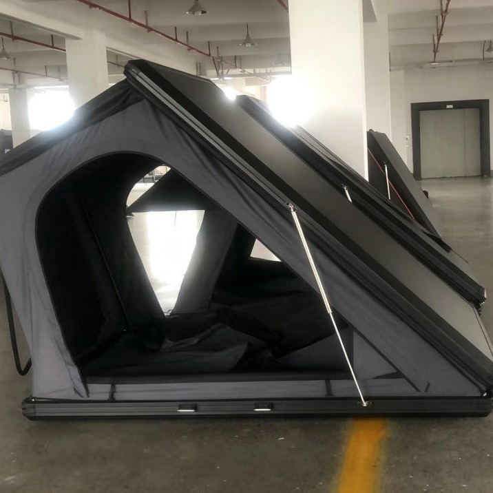 Mountain camping aluminum shell pickup truck roof tent double layer for Jeep outdoor fishing camping car tent