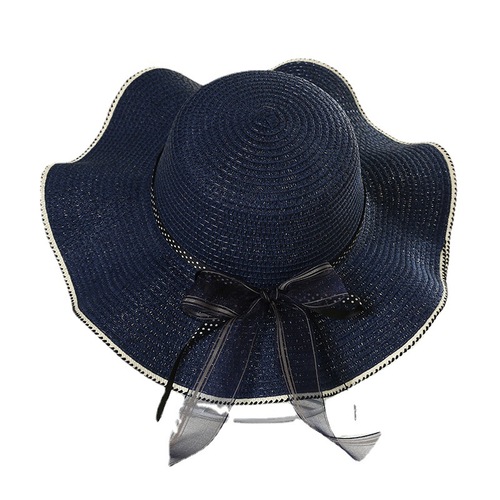 New Summer Straw Hat Women's Big Brim Beach Hat Sun Hat Women's Seaside Bow Ribbon Sun Hat