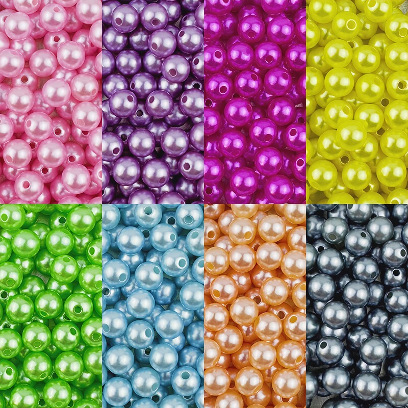 3-12mm Abs Imitation Pearls, Single-Color Straight-Hole Round Beads, Handmade Loose Beads, Beaded Bracelets, DIY Jewelry Accessories