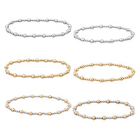 跨境外贸饰品叠戴时尚串珠不掉色18K金珠弹力手串欧美大手腕手链