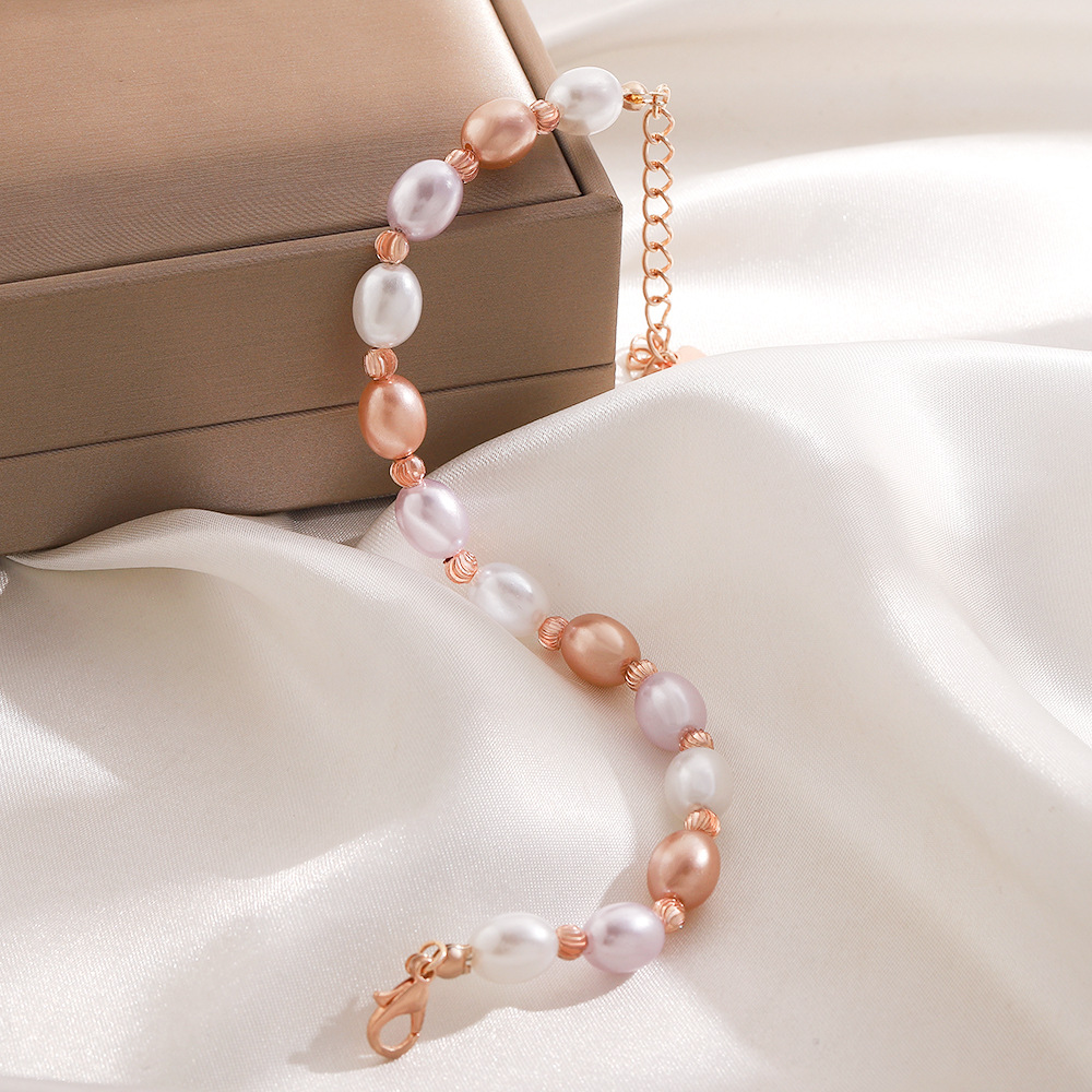 48g Weight CCB, Imitation Pearl, Alloy Pendant Material Bracelets Classification Alloy Chain Material Beaded Chain Chain Type 1 Piece, 1 Set Quantity Casual, Banquet, Daily Occasion CCB, Imitation Pearl, Alloy Material Geometric Pattern Women's Gender Polishing Design Elegant Style Elegant Geometric CCB Imitation Pearl Alloy Beaded Chain Beaded Bracelets Wholesale 17