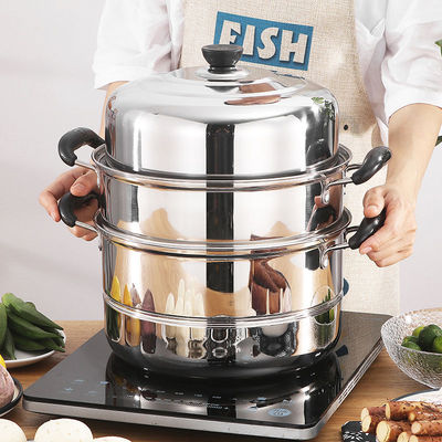 304 Stainless steel steamer Outsize three layers double-deck thickening steamer Hot Pot Soup pot Electromagnetic furnace Gas Cookware