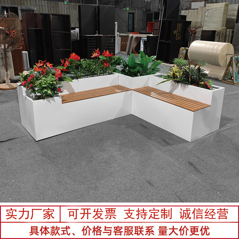 Caja de flores de acero inoxidable al aire libre combinación de cama de flores móvil divisoria de péndulo exterior departamento de ventas valla municipal caja de plantación de tanque de flores