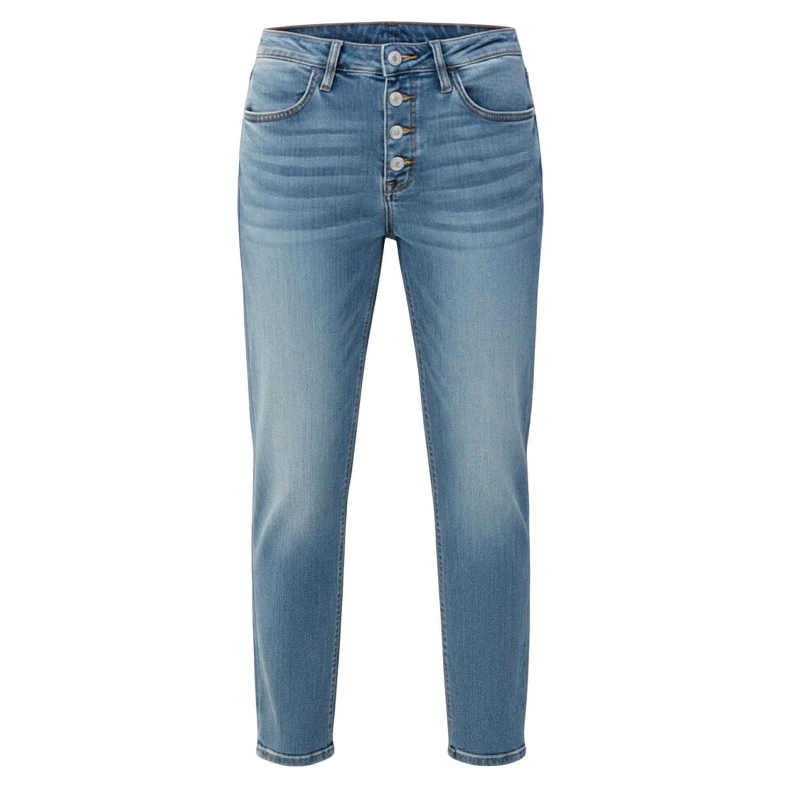 Jeans Rectos de Tiro Alto para Mujer, Mezclilla de Algodón, Sin Elasticidad, para Uso Casual