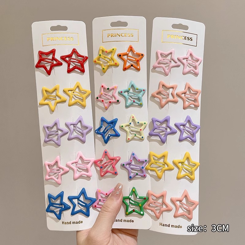 Nuevo clip de BB dopamina de color estrella de pentaco pequeño clip de cabello para niños tocado para niños lindos bordes laterales clip de cabello