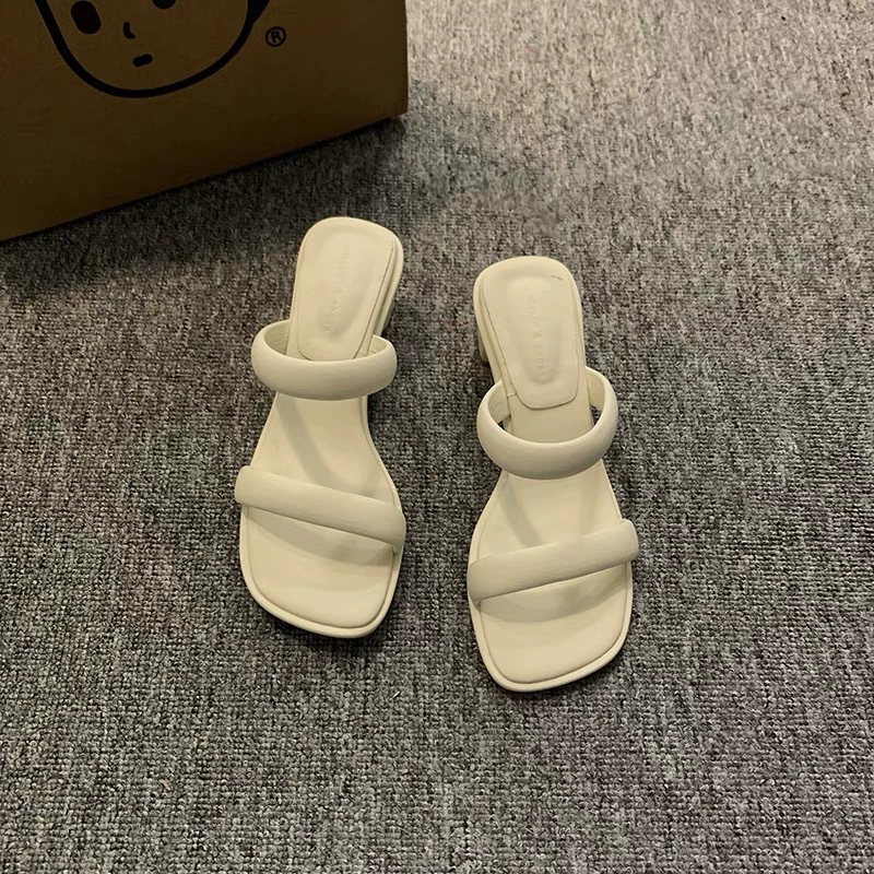 Сандалии и тапочки на массивном каблуке, Женская Новинка лета 2023, модная женская обувь на высоком каблуке во французском ретро-стиле