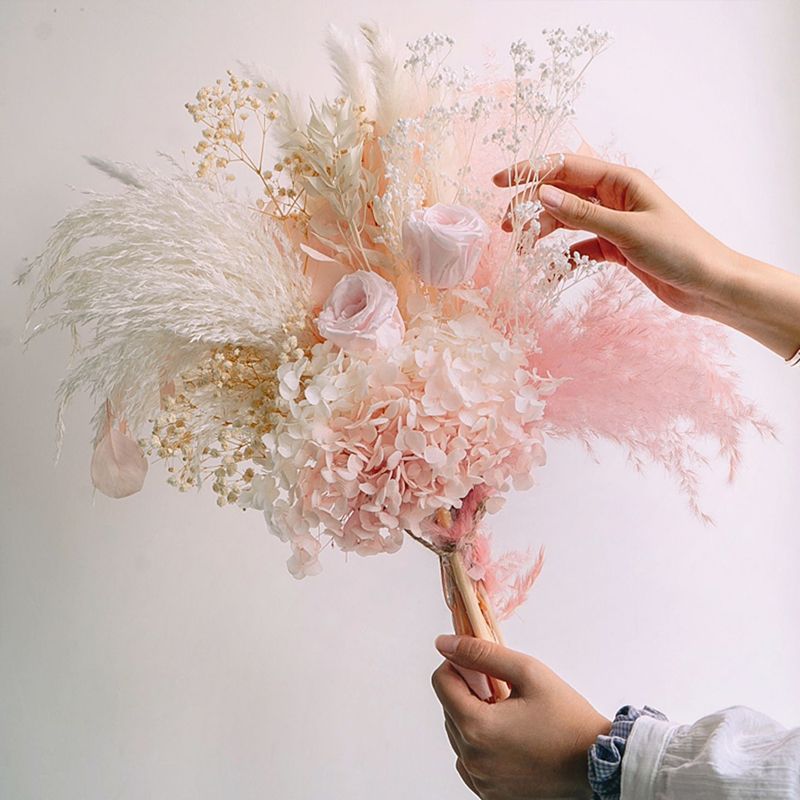 Bouquet de fleurs séchées rose éternelle et gypsophile déco_voghion.com