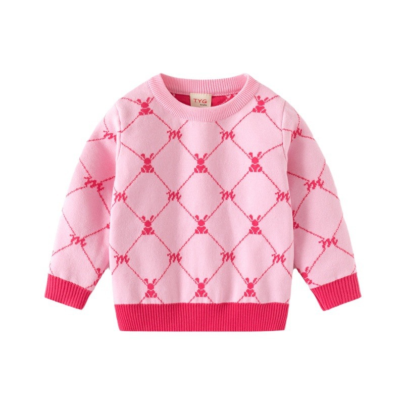 TYG Kinder Herbst/Winter Neue Kinderkleidung Mädchen Doppellagige Baumwollfaden Strickbasis Studentin Kariert_voghion.com