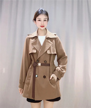 2022年春季新品汉派女装韩版时尚气质通勤纯色收腰腰带风衣外套