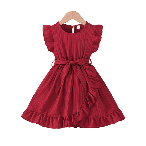 summer fashionable solid color dress with a round collar
