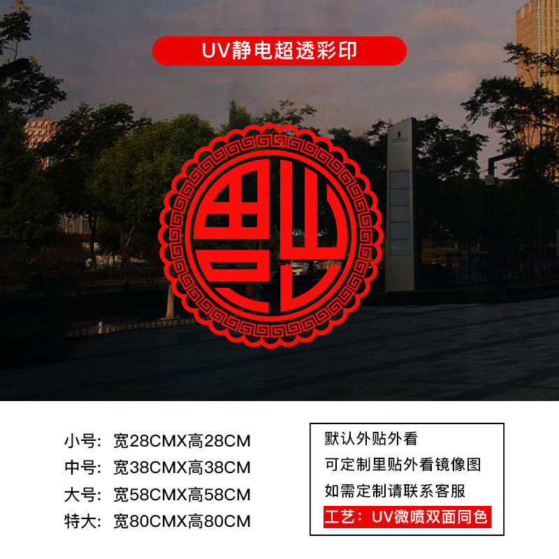 2026马年过年玻璃贴纸店铺橱窗装饰布置福字门贴新年春节静电窗花|undefined