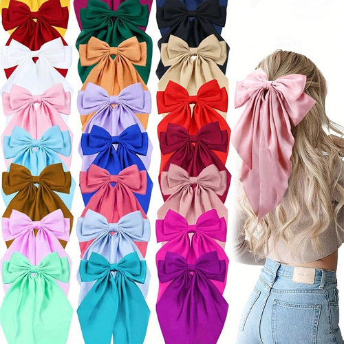 Cross-border best-selling color satin ribbon butterfly clip large-sized hair clip spring clip solid color hair clip for women with hair accessories at the back of the head