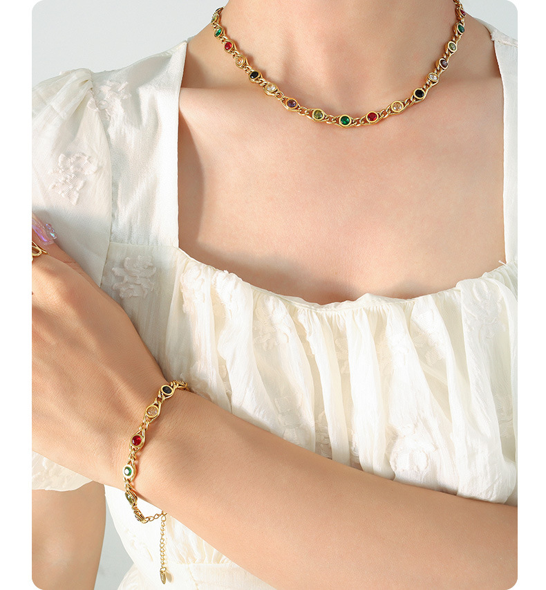 Daily Occasion Simple Style Round Copper Plating Inlay Zircon Bracelets Necklace