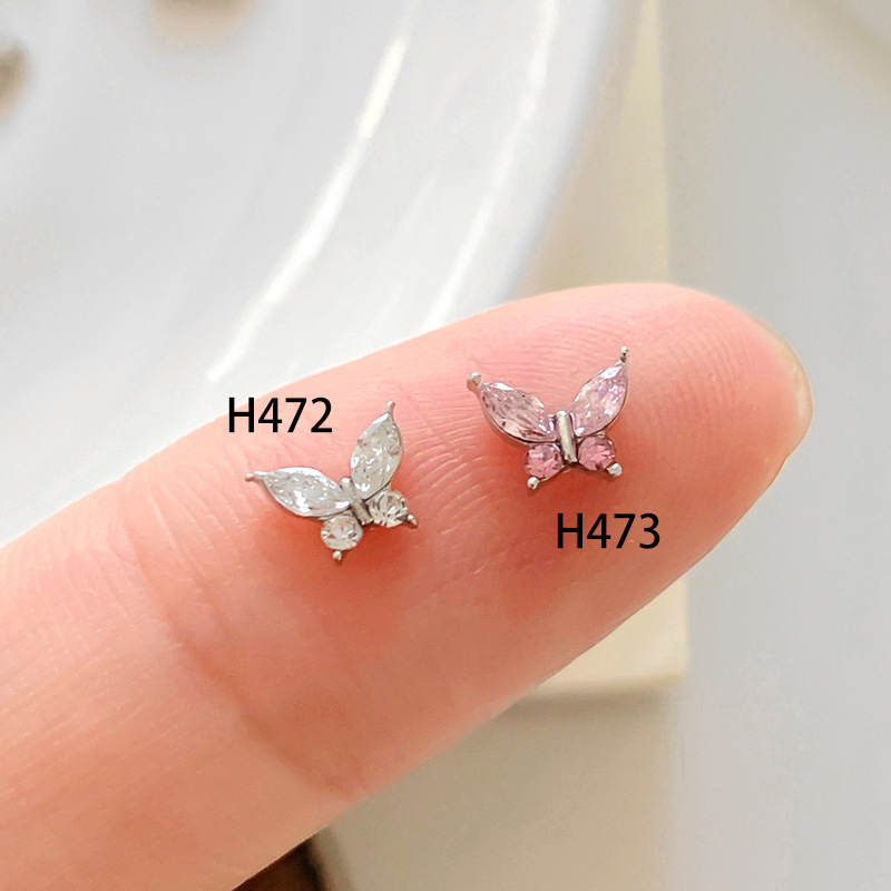 Internet Celebrity Mini Flashing Butterfly Nail Art Accessories, Super Shiny Crystal Zircon Alloy Butterfly 3D Nail Stickers Decoration