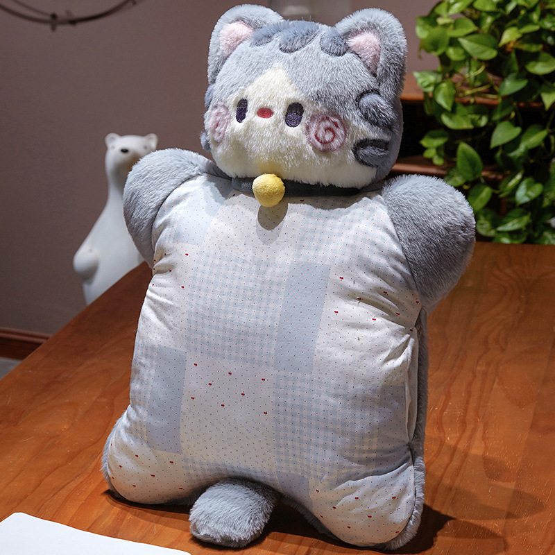 Cojín Almohada Calientamanos de Gato de Poliéster para Sofá y Dormitorio