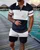 2022 Cross border Amazon summer leisure time motion suit 3D Digital Printing Short sleeved Polo Shorts suit