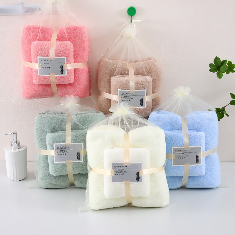 Coral fleece towel bath towel mother and child combination suit gift cheap return gift absorbent wedding live hand gift wholesale