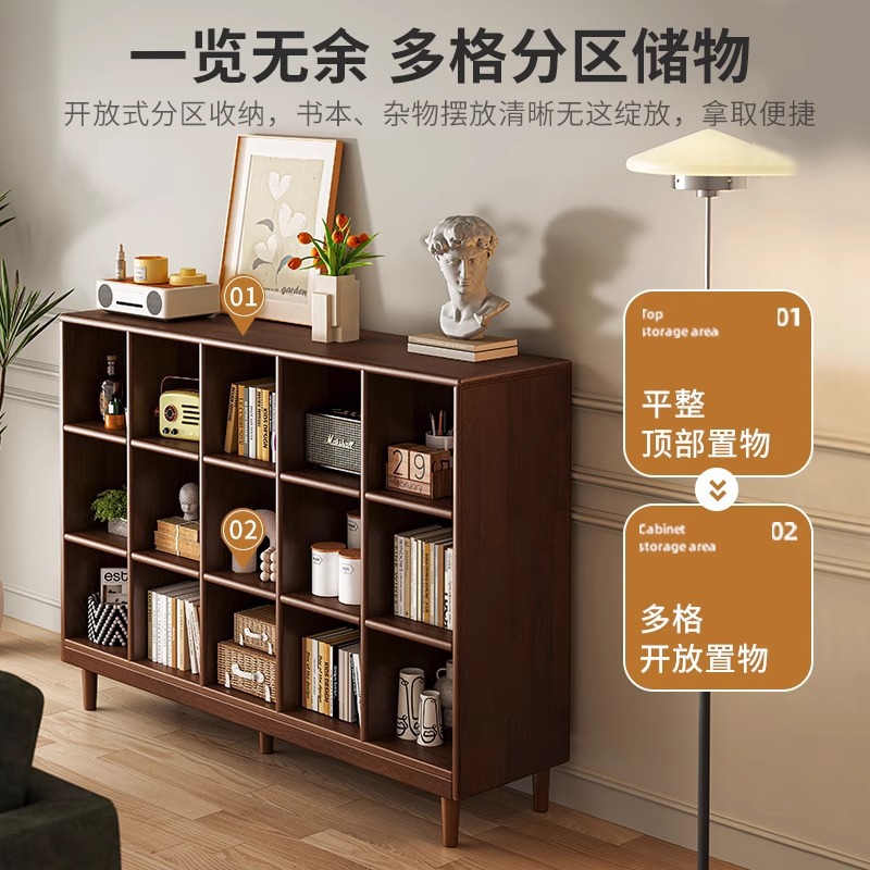 黑胶唱片柜音响机柜复古杂志柜沙发边柜落地矮书柜日式置物架