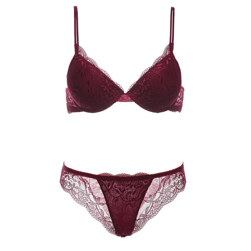 Fábrica al por mayor 9118 sexy encaje superior fino inferior grueso sujetador traje push up ropa interior de las mujeres