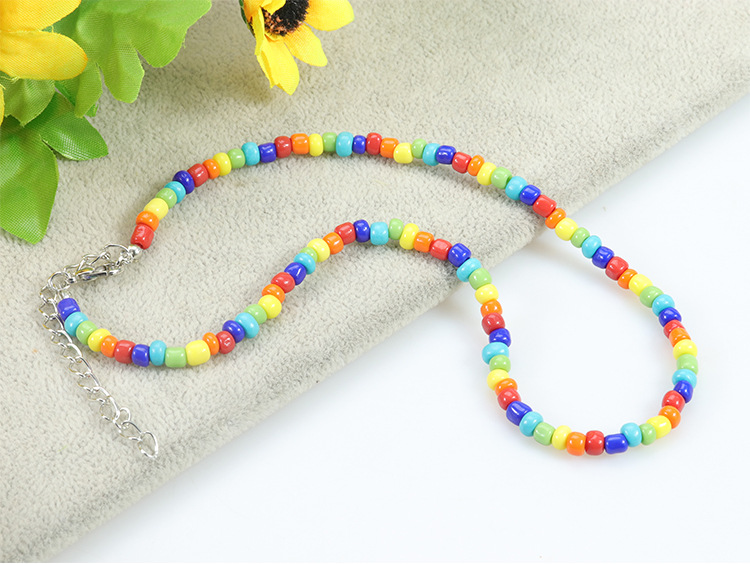 Pastoral Color Block Plastic Resin Beaded Women's Necklace display picture 1
