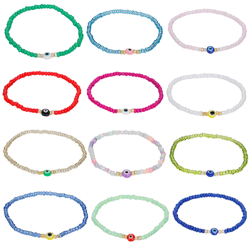 5g Weight Bracelets Classification 1 Piece Quantity Fashion Devil's Eye Mixed Materials Beaded Women's Bracelets 1 Piece