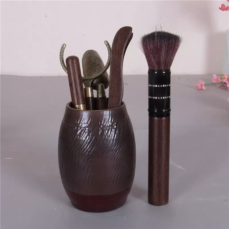 黑檀木茶道六君子套装 功夫茶具配件6君子泡茶工具 柴烧茶道筒