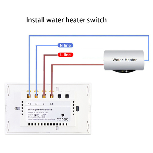 Doodle WiFi Hot Water Heater Switch 20A Touch Panel Switch APP Wireless Remote Control