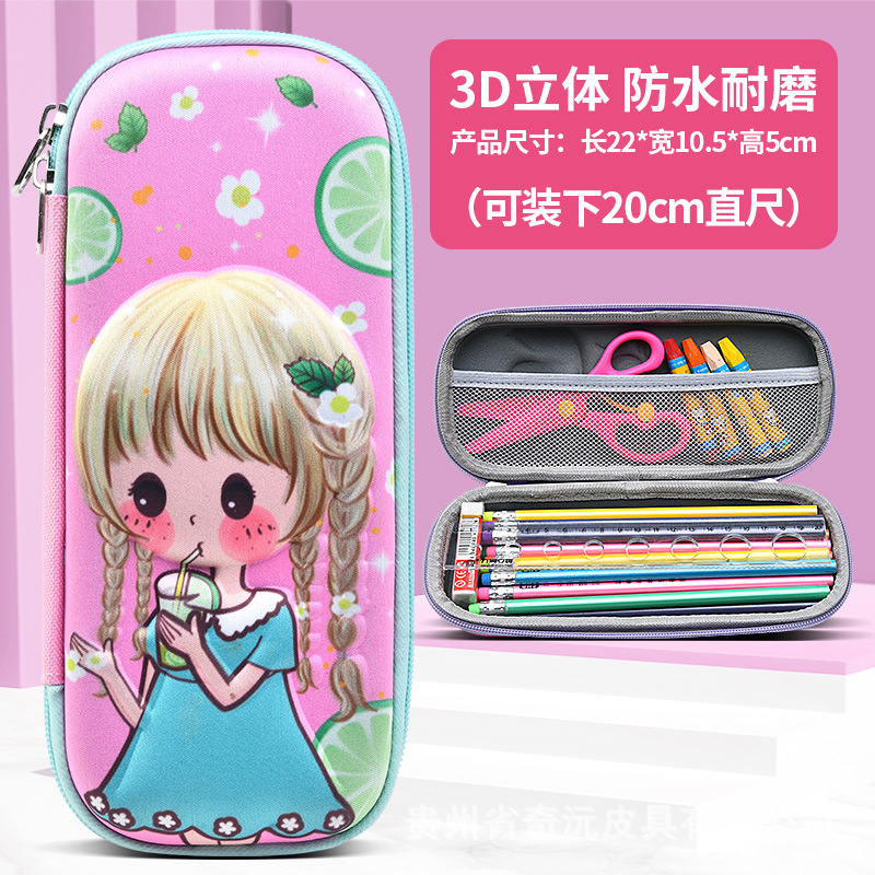 EVA papelería caja de lápices 3D tridimensional de doble capa de gran capacidad de dibujos animados niños estudiante impermeable resistente al desgaste LOGOTIPO conjunto Premio