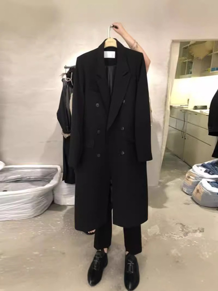 Autumn demi-season long classic suit jacket