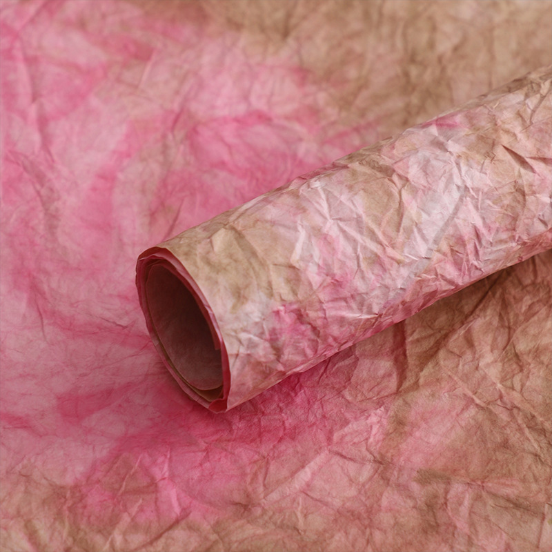 Papel para envolver ramos de flores, materiales para envolver regalos, papel hecho a mano con estampado de piedra estilo coreano con tinta de efecto flotante, papel crepé texturizado.
