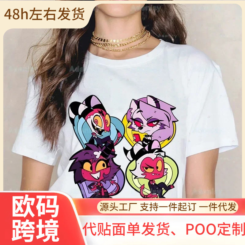 【European Size Cotton T-Shirt】Cartoon Helluva Boss T-Shirt for Women Summer Graphic T-Shirt Fun Shirt for Women 【European Size Cotton T-Shirt】Cartoon Helluva Boss T-Shirt for Women Summer Graphic T-Shirt Fun Shirt for Women