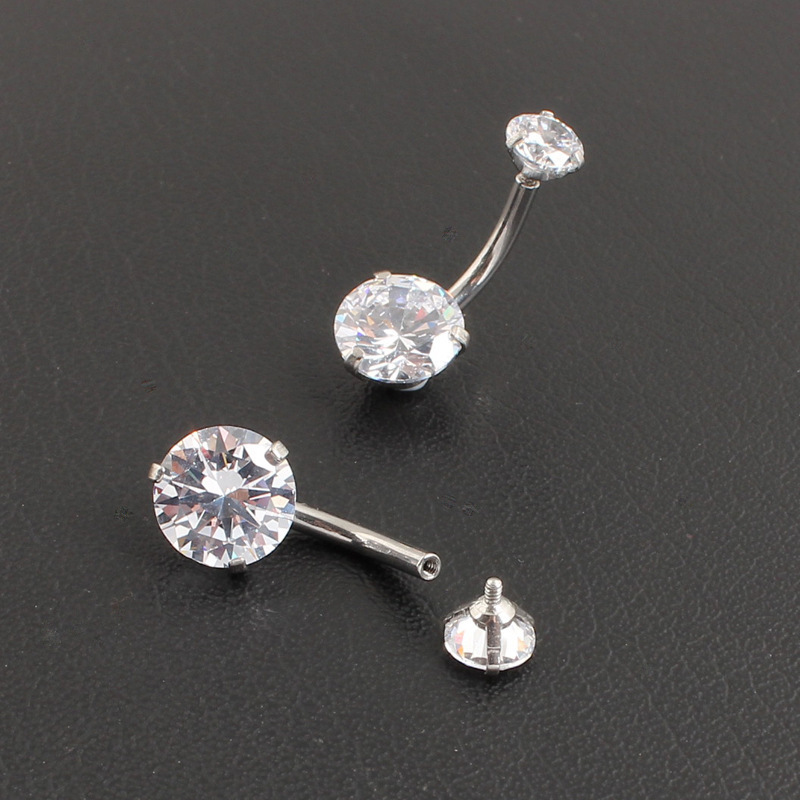 Piercing ombelico in acciaio inossidabile 316l con zircone_voghion.com