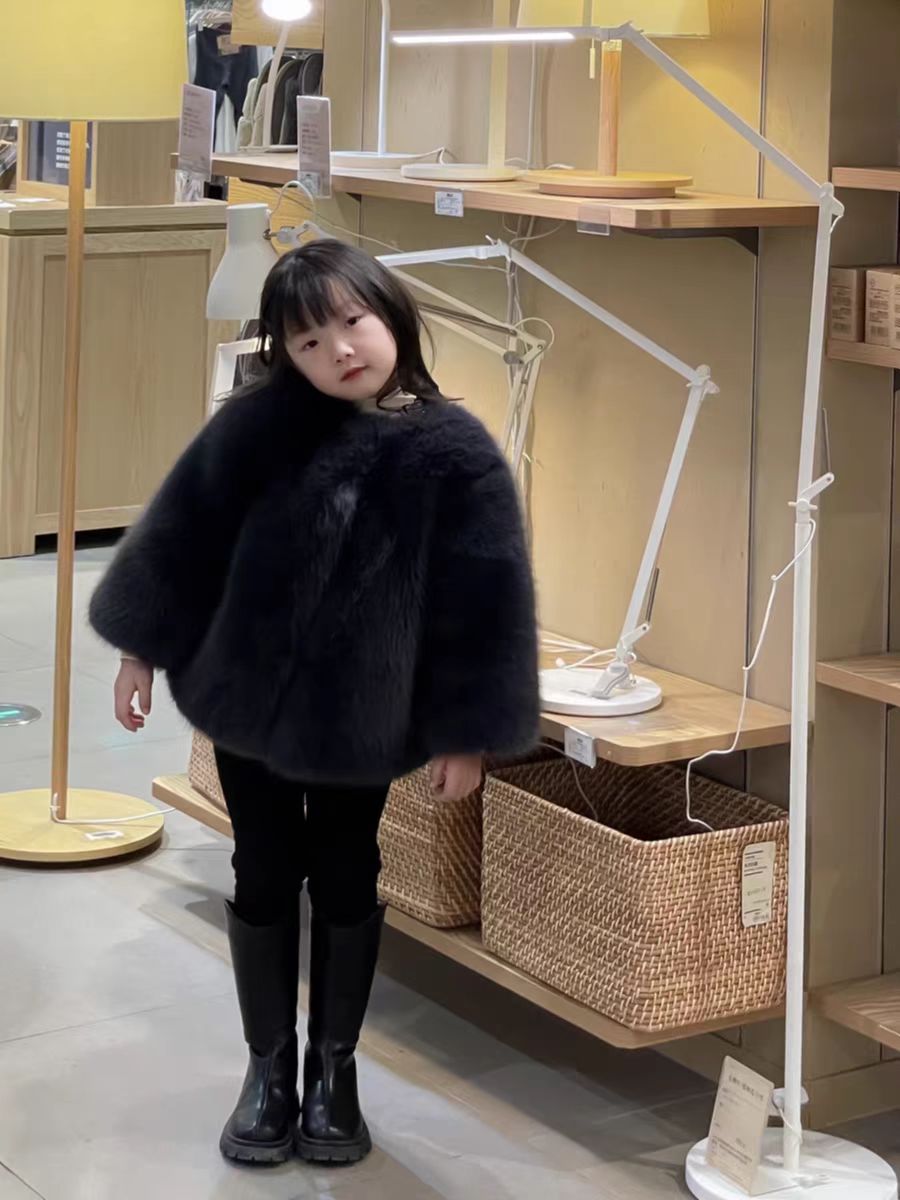 2023 Mädchen-Pelzimitationsmantel, verdickt und warm, Baby-Plüsch-Winterkleid, Eleganz, Mädchen, hochwertig_voghion.com