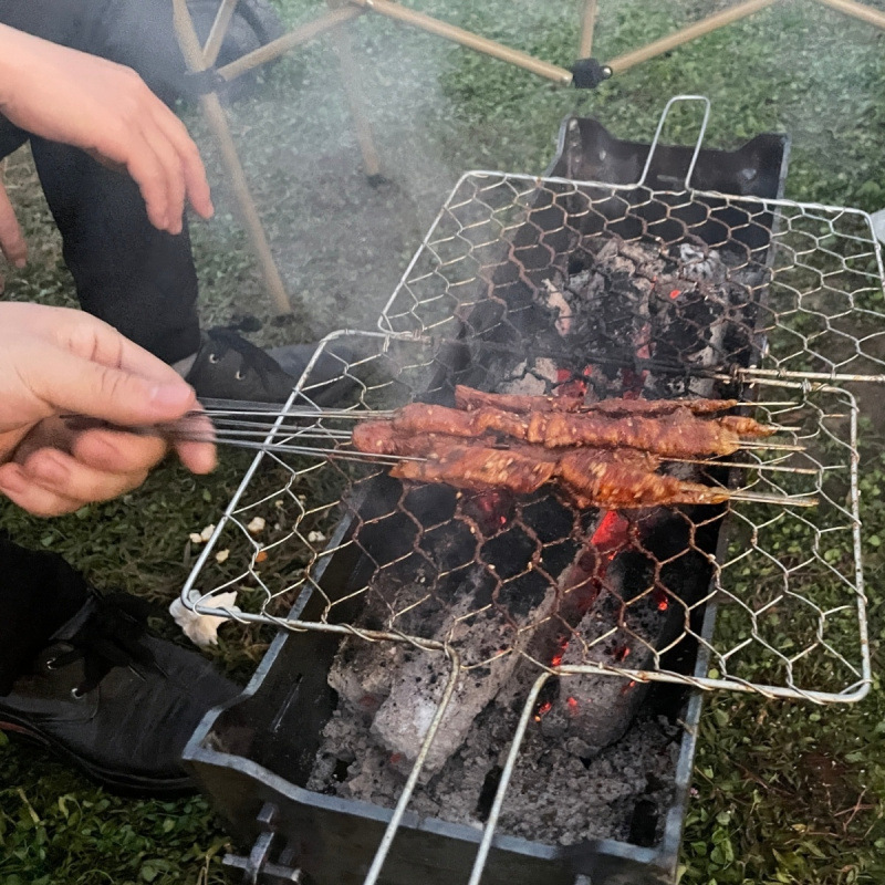 horno de barbacoa al aire libre carbón parrilla de barbacoa plegable portátil horno de barbacoa sin humo carbono asado horno de acero al carbono extra grueso