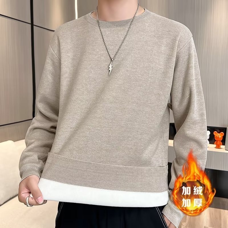 外贸批发圆领毛衣男针织衫新款休闲通勤打底衫内搭上衣保暖线衣|undefined