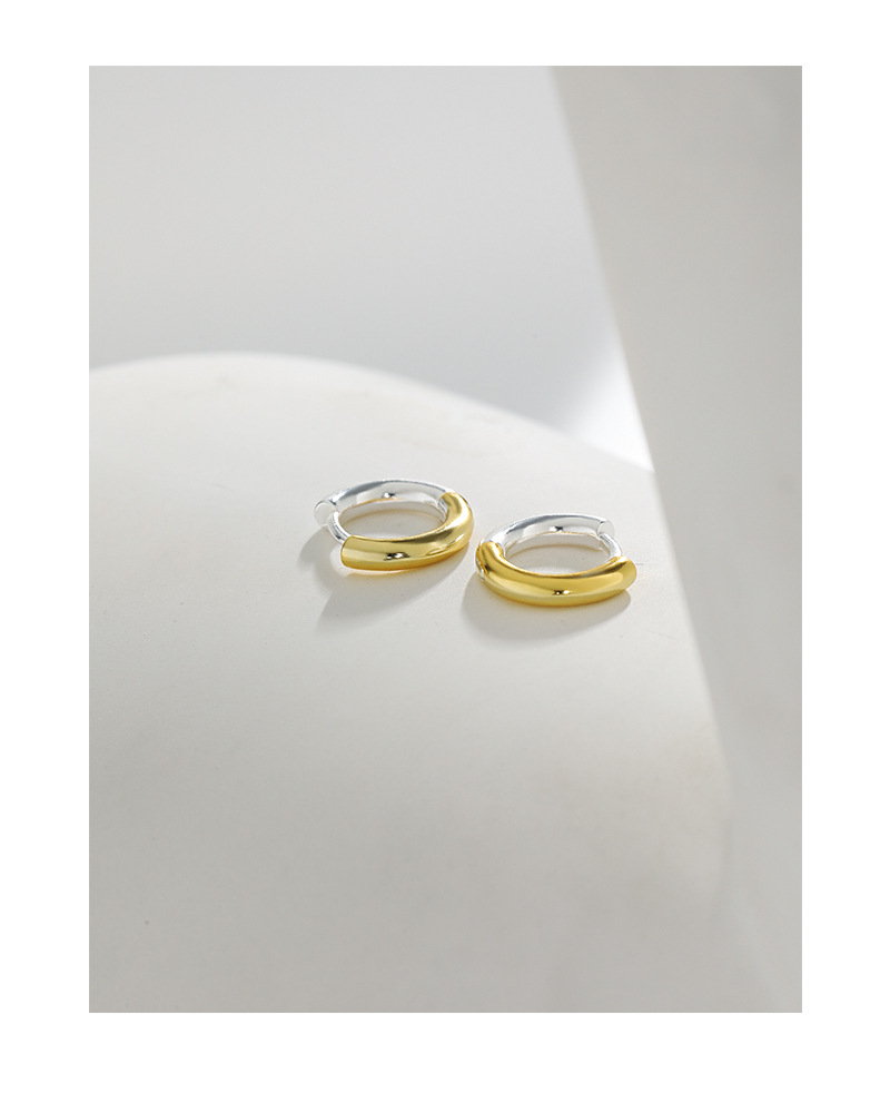 INS Style Color Block Sterling Silver Plating Hoop Earrings 1 Pair