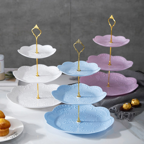 Birthday party three-layer fruit plate, living room dry fruit plate, afternoon tea snack tray, dessert table decoration, multi-layer cake stand