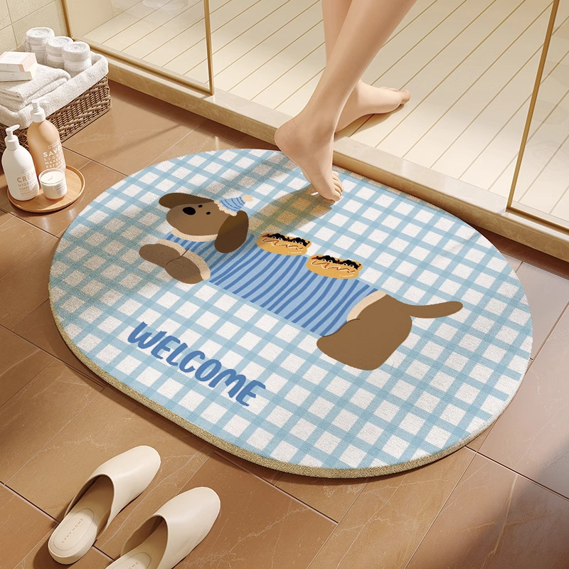 Cartoon Hard Diatom Mud Floor Mat Bathroom Absorbent Board Non-Slip Quick-Drying Mat Bathroom Door Toilet Floor Mat Foot Mat