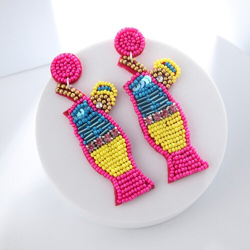 European and American creative personality ethnic style fabric bead earrings handmade wine cup cactus stud earrings earrings accessories wholesale