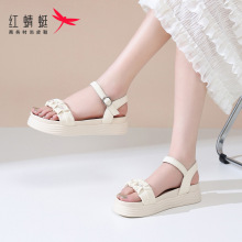 红蜻蜓女士厚底平底休闲松糕凉鞋女款2024新款夏季外穿夏天配裙子