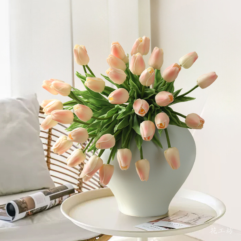 PU 느낌 미니 튤립 인공 꽃 홈 장식 가짜 꽃 장식품 사진 소품 꽃꽂이 꽃다발 도매
