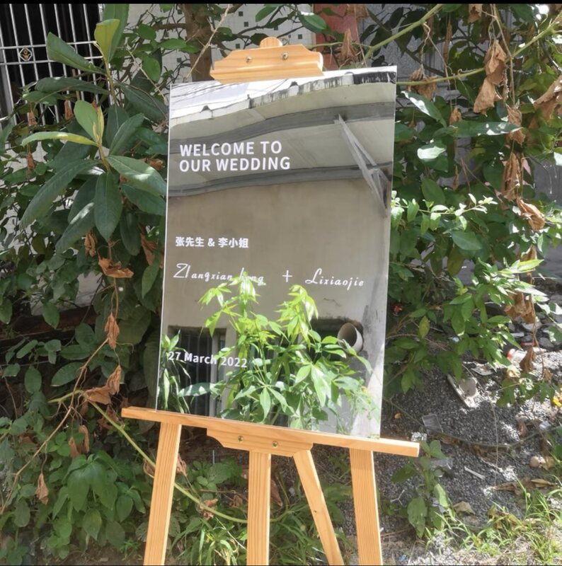 镜面迎宾牌亚克力网红装饰生日婚礼派对布置打卡背景拍照道具摆件|undefined