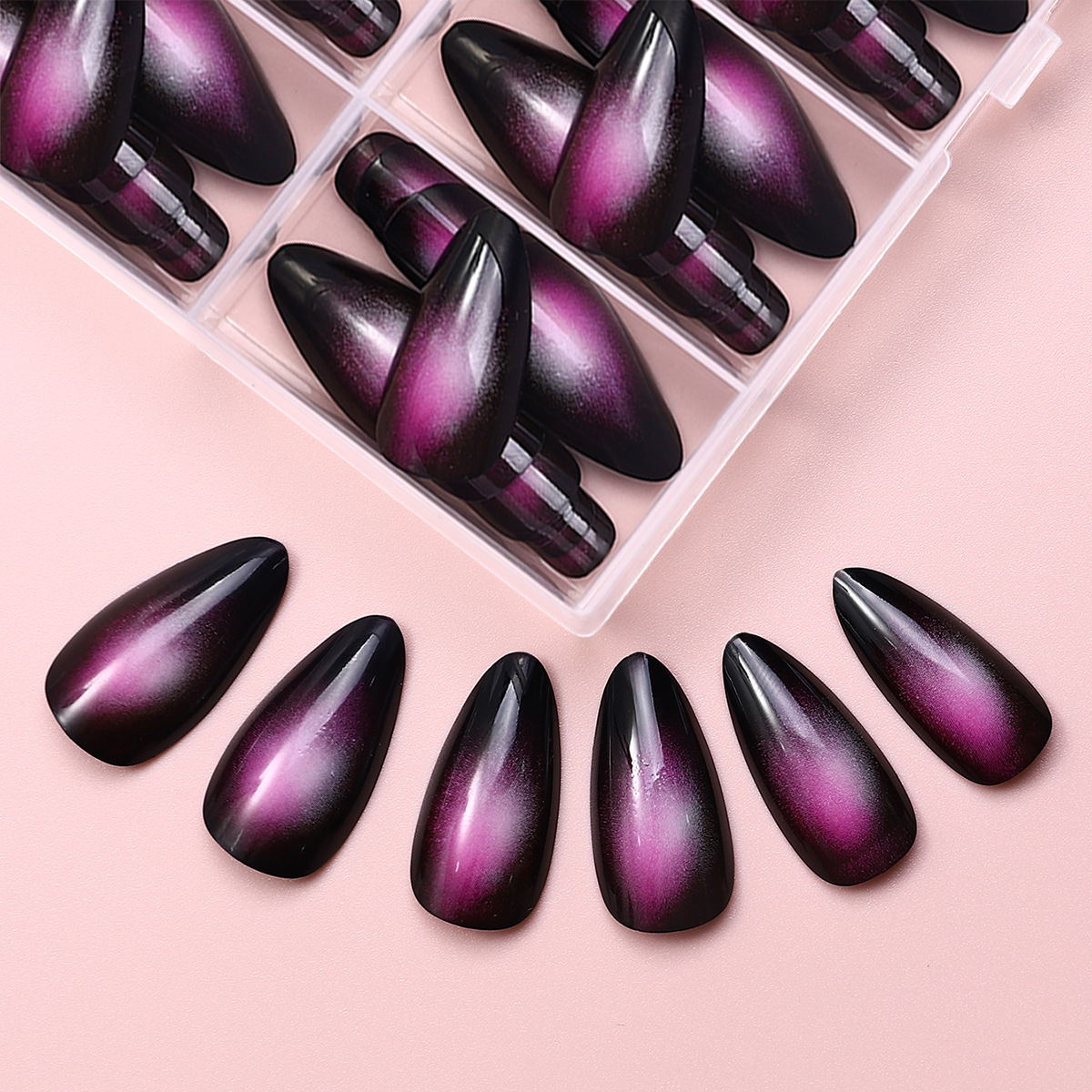 120 piezas en caja de uñas falsas de almendras, venta en caliente transfronteriza de uñas falsas desmontables, uñas manicuras