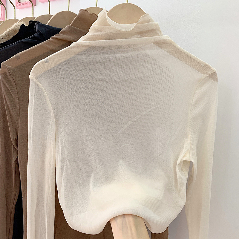 Lace Base Shirt Women's Autumn New Top Thin High Neck Inner Wearing Outer Wearing Hollow European Goods Small Shirt Manufacturers