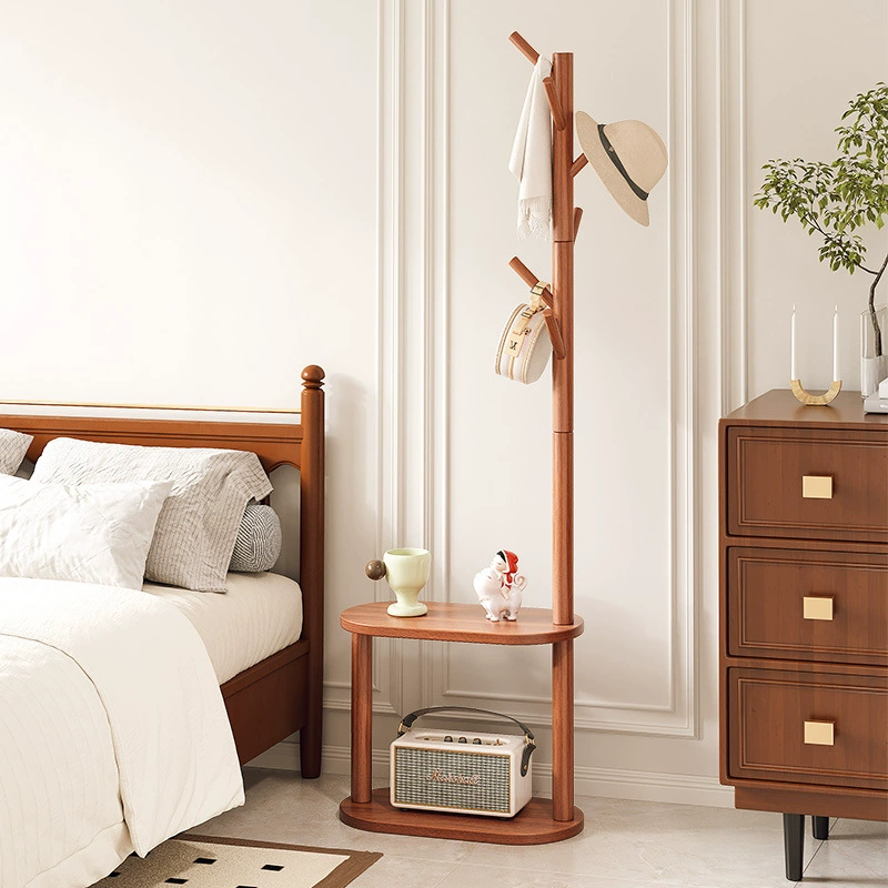 Напольная вешалка для одежды из массива дерева, прикроватная тумбочка, встроенная стойка для хранения в домашней спальне, вертикальная простая вешалка для одежды
